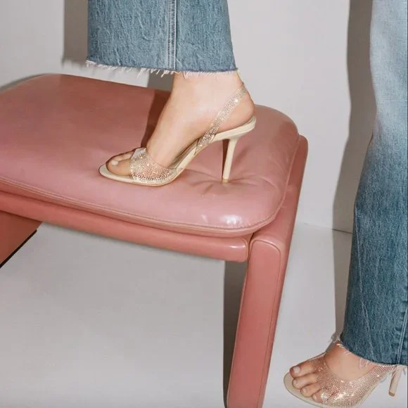 BLOGGER'S FAVE! Zara Rhinestone Heeled Sandals NWT - Picture 5 of 11